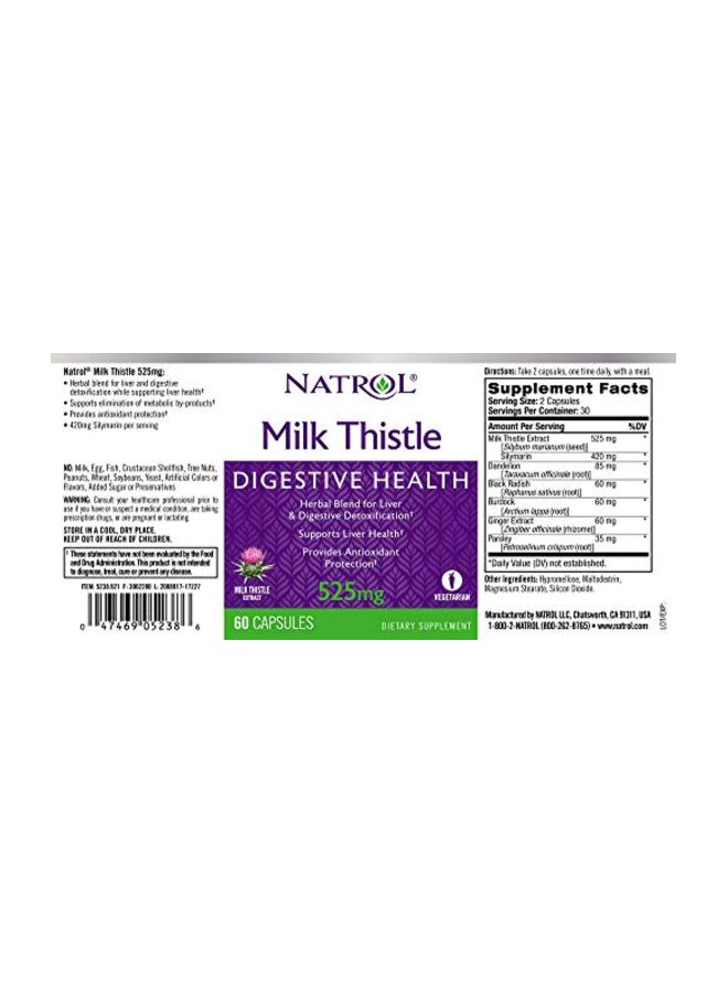 Natrol Milk Thistle Dietary Supplement 60 Capsules - Image 3